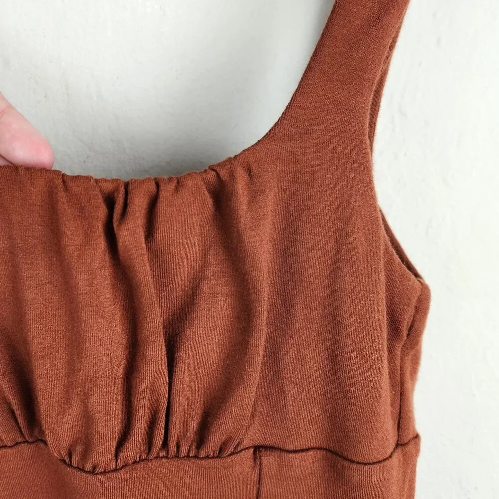 Aritzia Wilfred Free Orbit Ruched Mini Dress in Rich Copper sz S - Picture 5 of 8